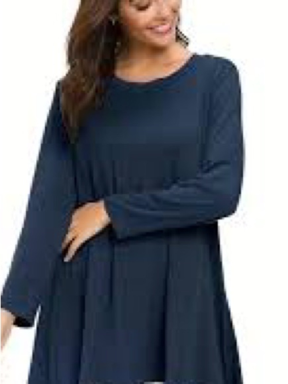 Long Sleeve Navy Tunic Top by Suzanne Betro Size M
